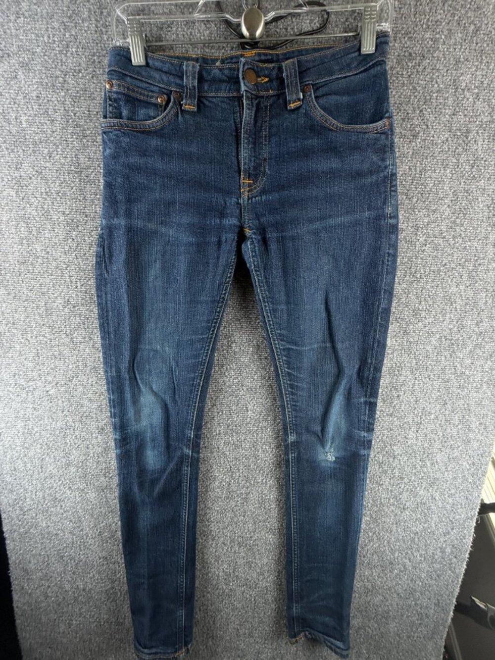 Nudie Jeans Denim Jeans Cotton Skinny Lin Rinsed Open Orange Blue ACTL 27X30
